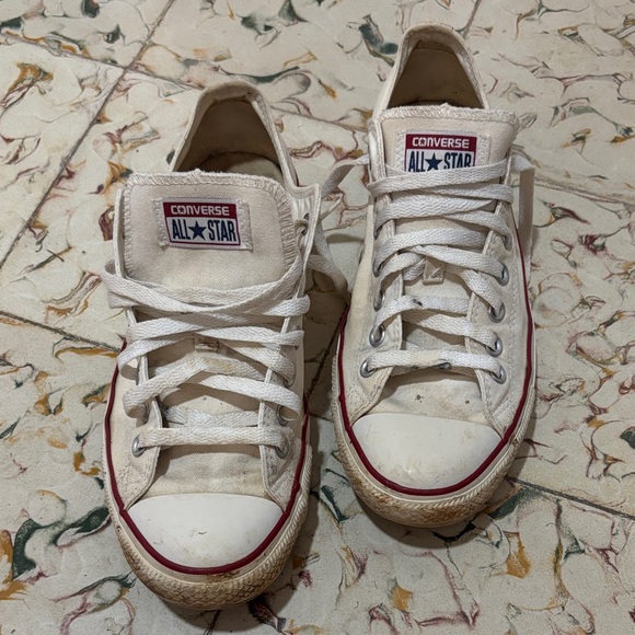 Converse Other - Converse All Star Cream Sneakers with Red Trim